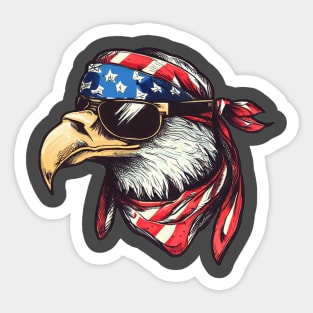 Patriotic Eagle: Majestic Bird of Freedom in American Pride Sticker